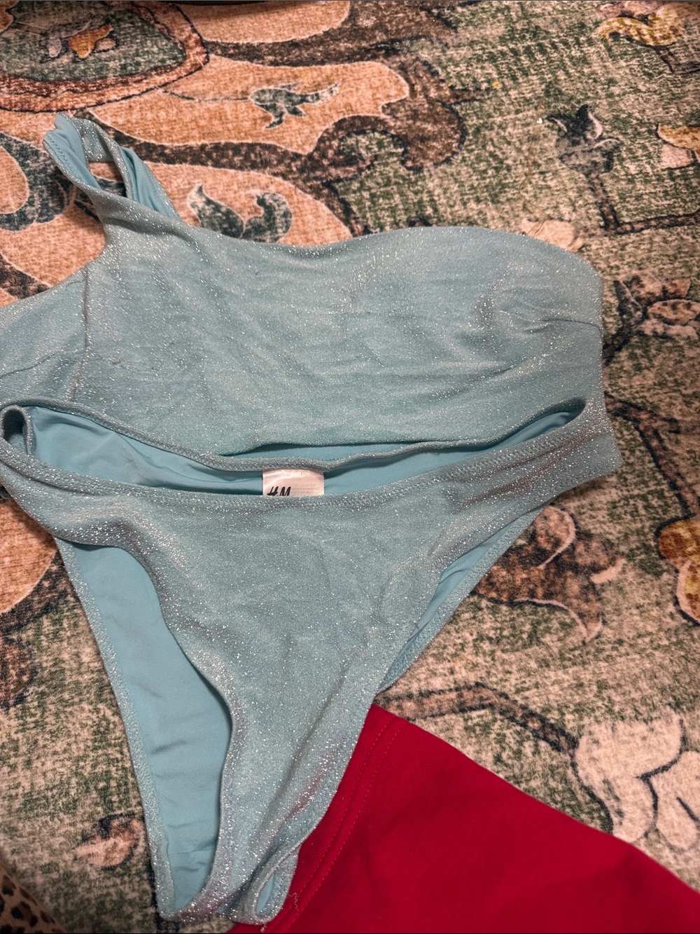 H&M Sparkle Light Blue One-Shoulder Bikini